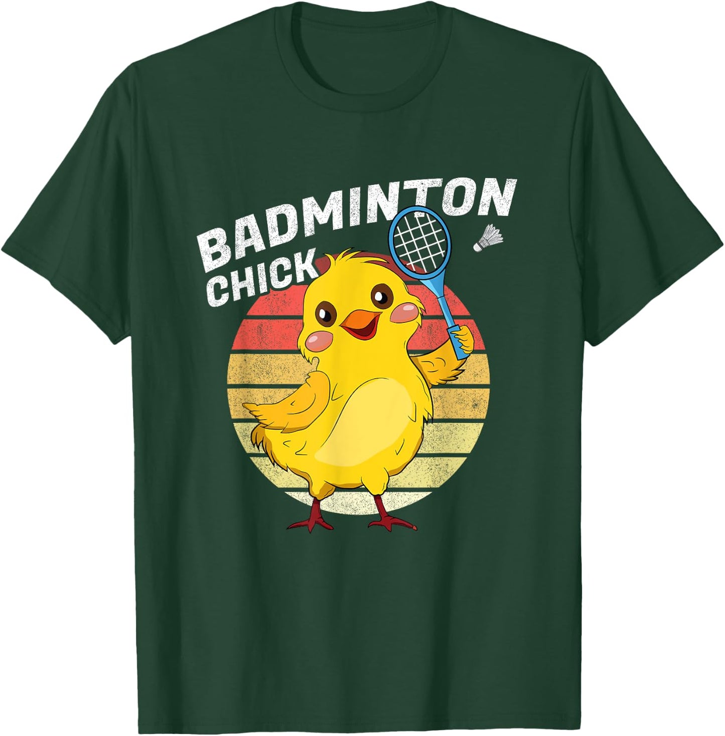 Badminton Chick Retro Chicken Birdie Women Badminton T-Shirt - T-Shirt | Forest