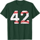 Number #42 Baseball Softball Varsity Vintage Number T-Shirt - T-Shirt | Forest
