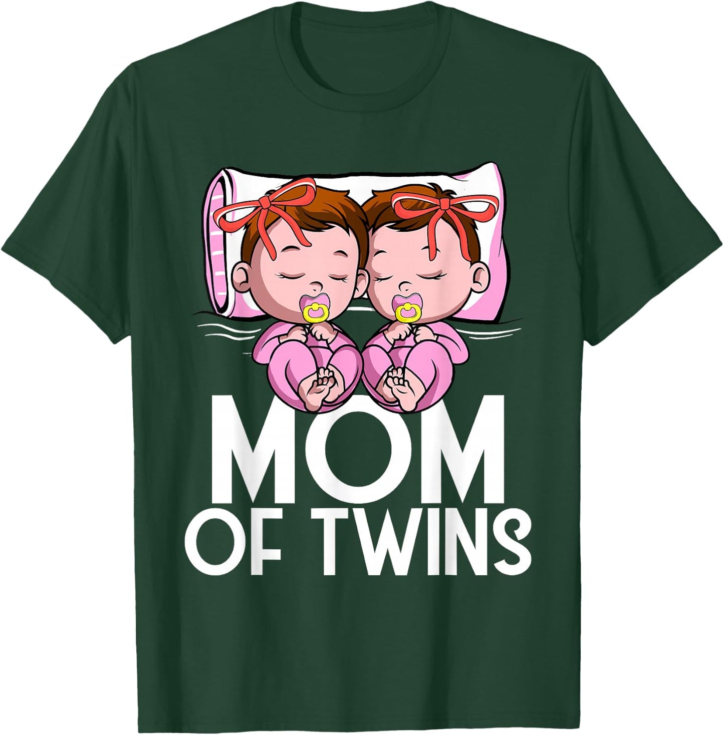 Mom Of Twins Girls Announcement Mother of Twin Daughters T-Shirt - T-Shirt | Forest