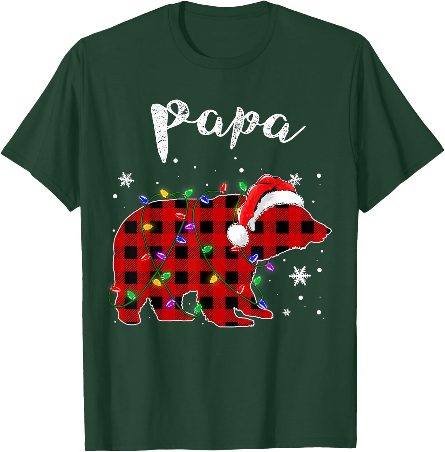 Red Plaid Papa Bear Buffalo Matching Family Pajama Christmas T-Shirt - T-Shirt | Forest