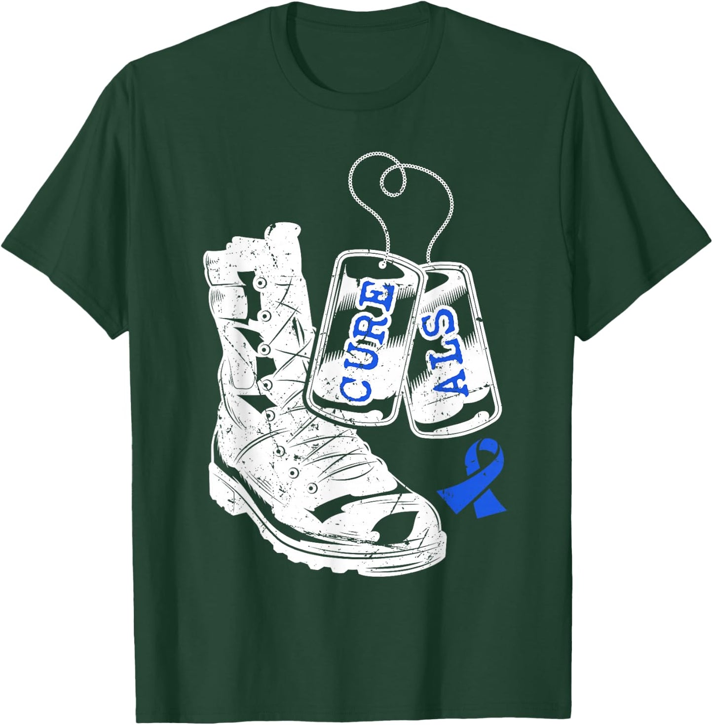 ALS Awareness Proud Military Family Veteran Memorial Day T-Shirt - T-Shirt | Forest