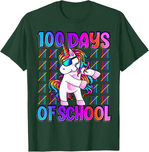 100 Days Of School Shirt Unicorn 100 Days Smarter 100th Day T-Shirt - T-Shirt | Forest
