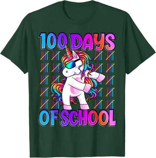 100 Days Of School Shirt Unicorn 100 Days Smarter 100th Day T-Shirt - T-Shirt | Forest