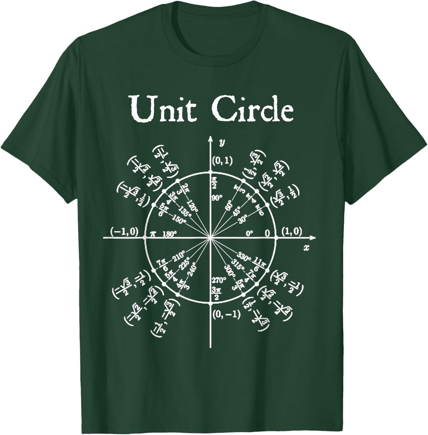 Nerdy Unit Circle Trigonometry Calculus Math Teacher Geek T-Shirt - T-Shirt | Forest