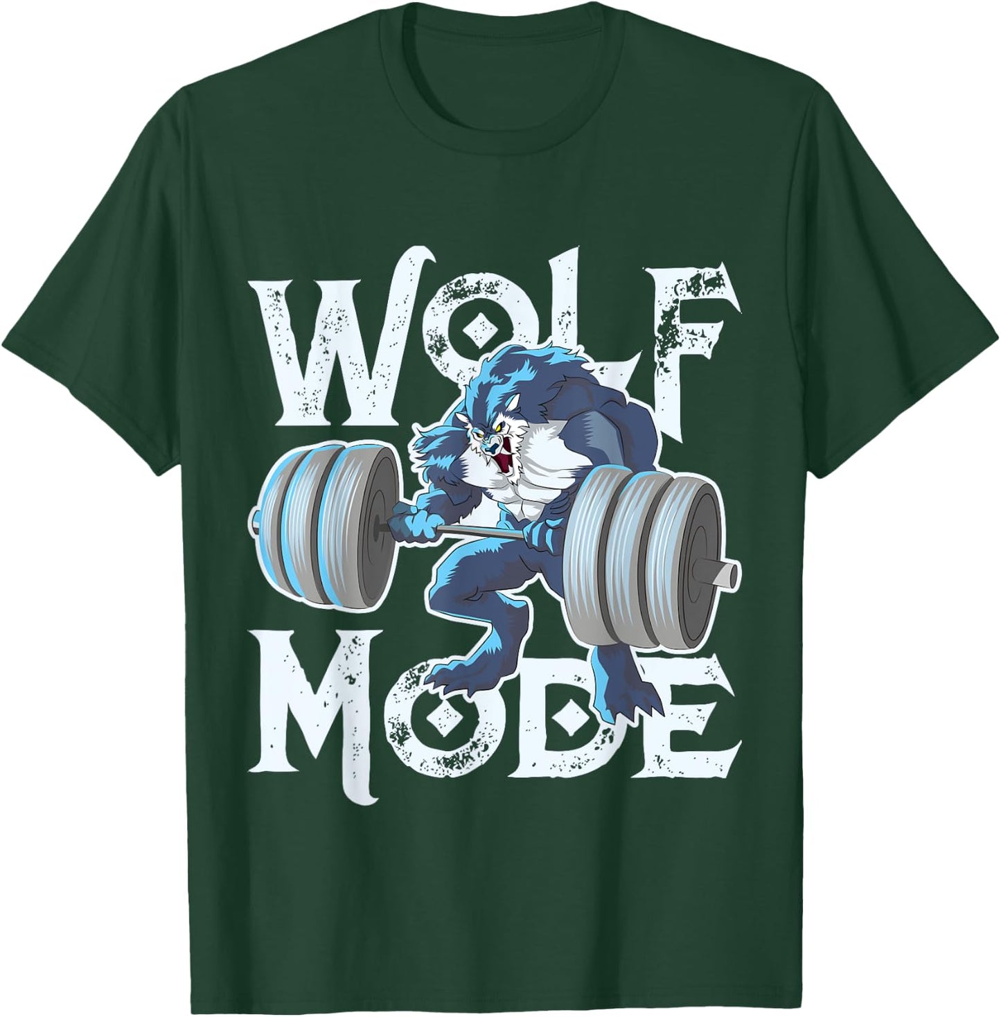 Wolf Mode Workout Lifting Weights Gym Beast Fitness Animal T-Shirt - T-Shirt | Forest