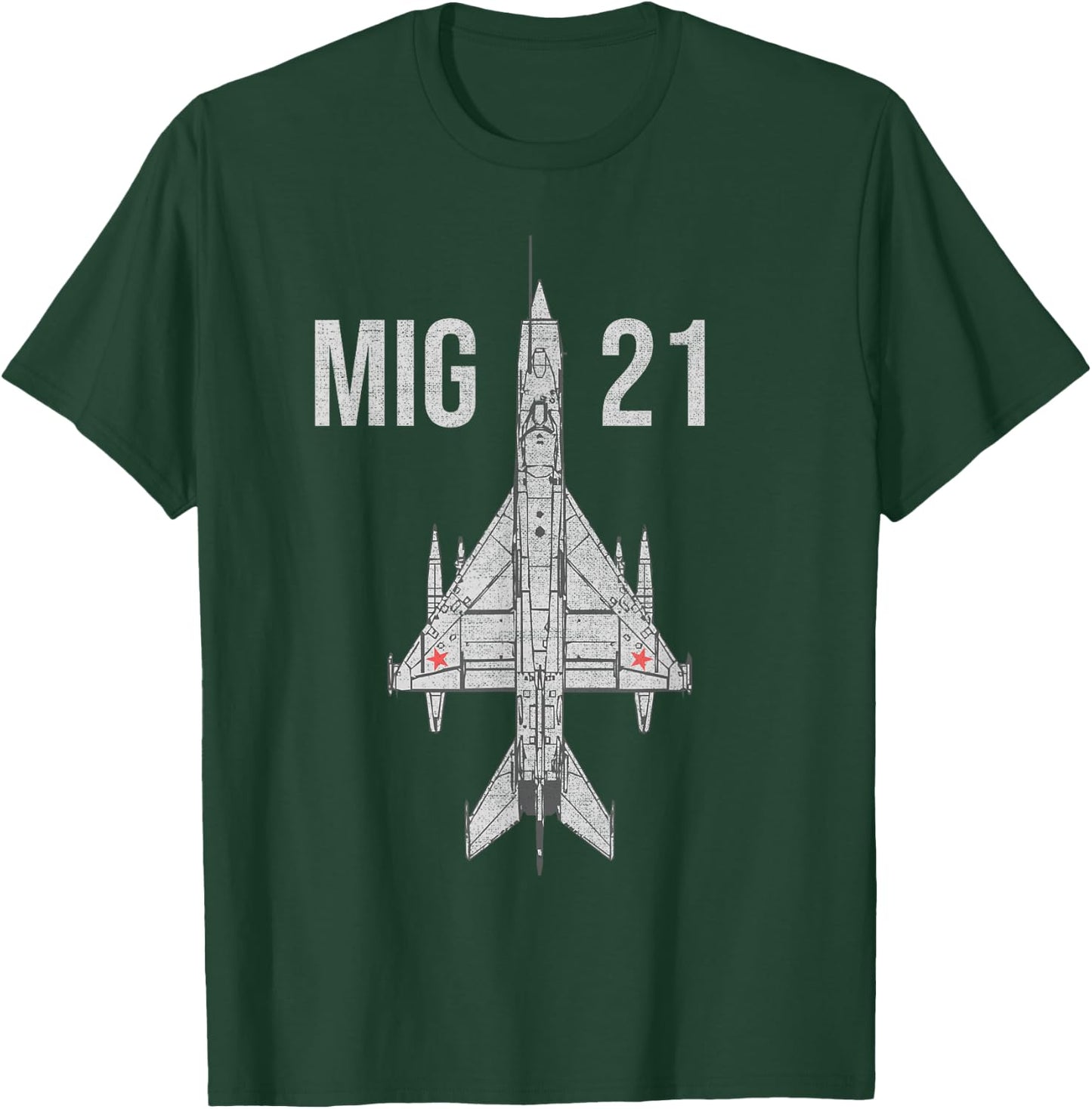 MIG 21 Fighter Jet Russian Military Aircraft T-Shirt - T-Shirt | Forest