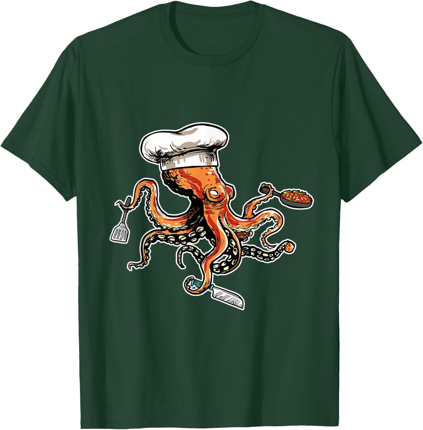 Funny Octopus Chef with Chef's Hat T-Shirt - T-Shirt | Forest