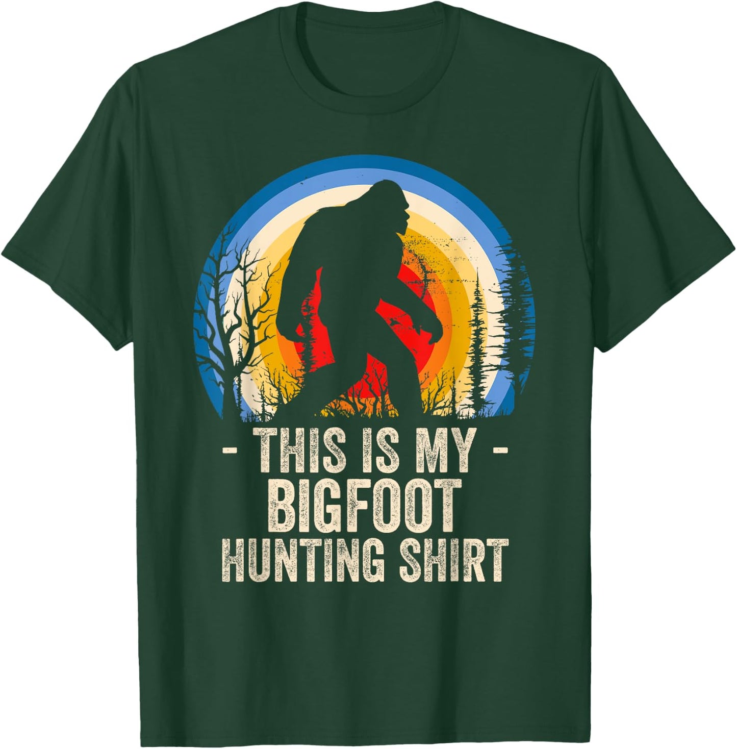 Finding Bigfoot Co Bigfoot Hunting - Men's Classic Fit Black Short Sleeve Cotton Polyester - Small T-Shirt - T-Shirt | Forest