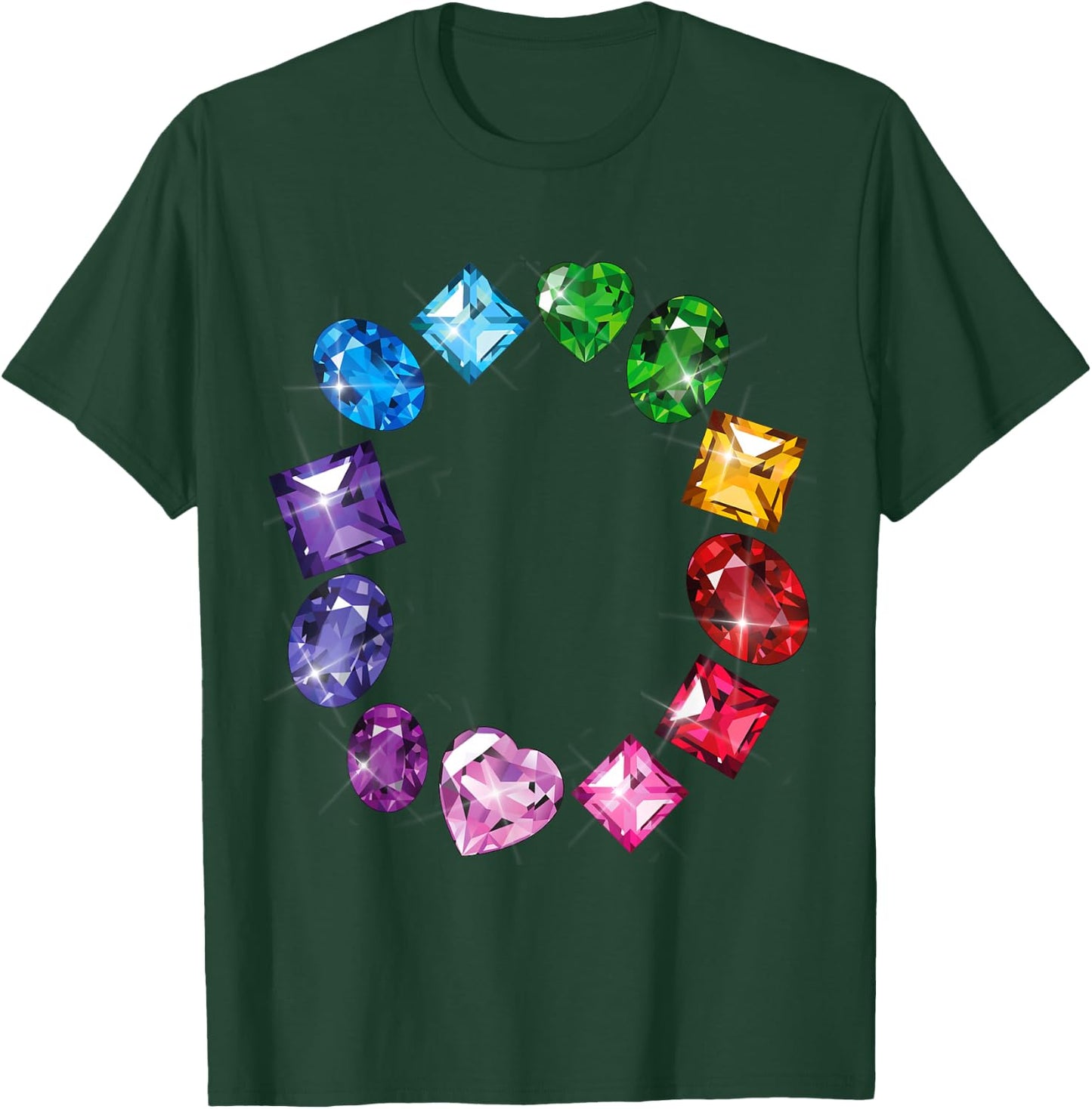 Gemstone Circle Fun Colorful Gemstones Novelty T-Shirt - T-Shirt | Forest