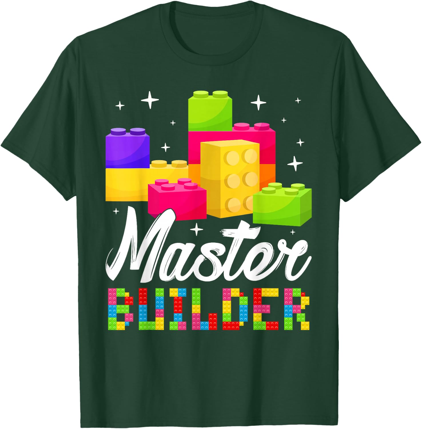 Funny Master Builder Building Block Bricks Lovers Kids Boys T-Shirt - T-Shirt | Forest