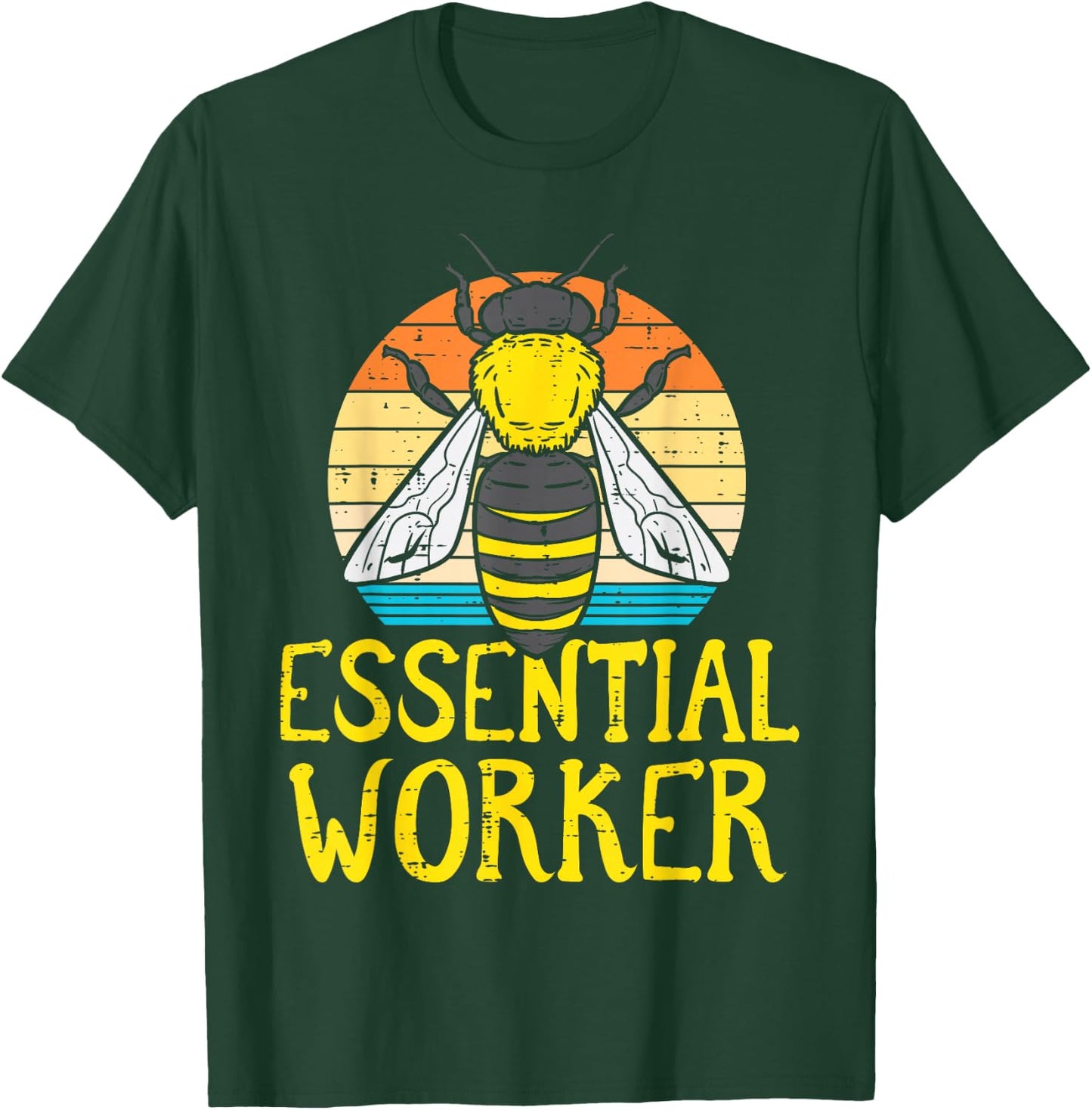 Essential Worker Bee Retro Nature Environment Men Women Kids T-Shirt - T-Shirt | Forest