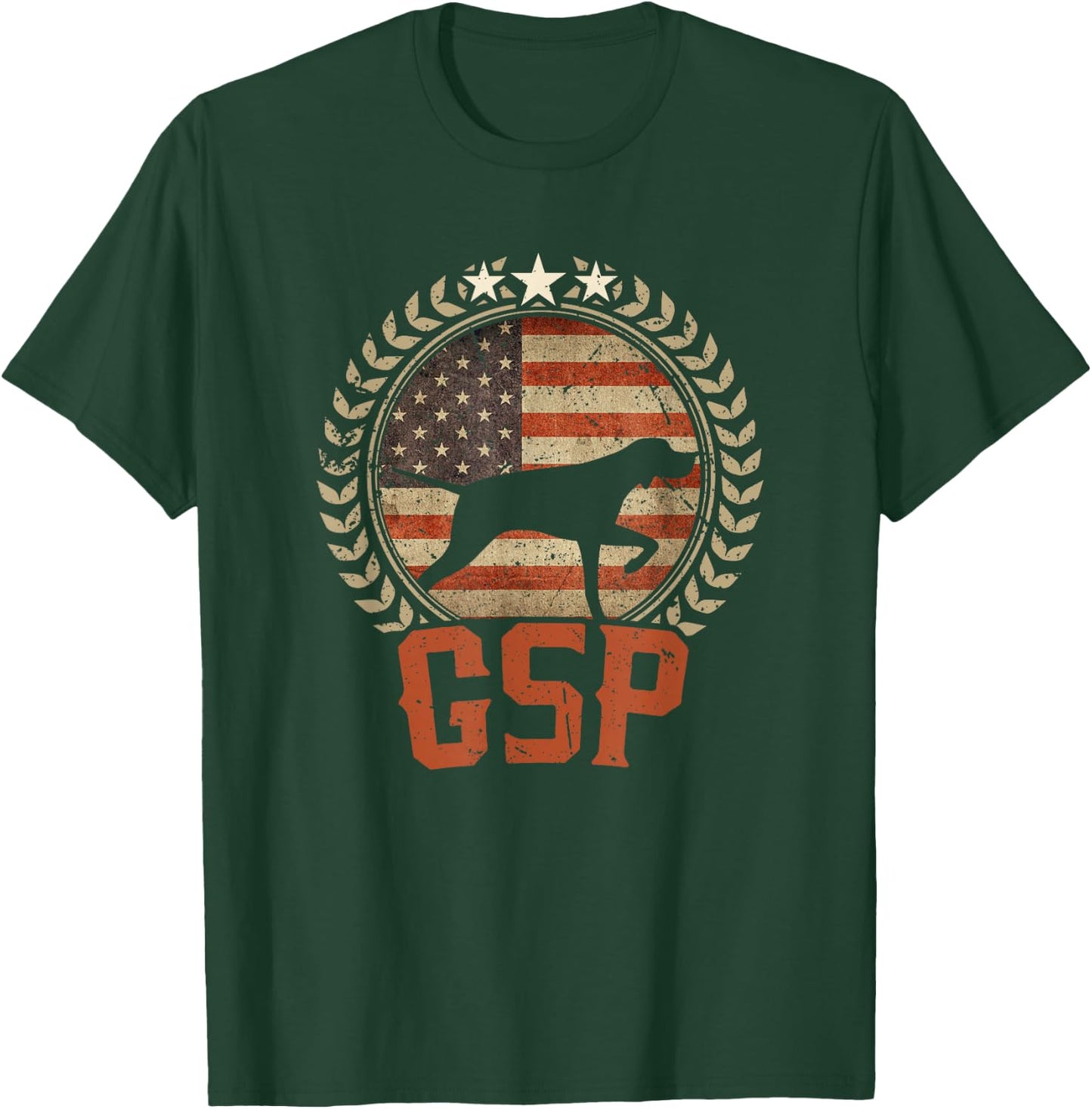 German Shorthaired Pointer American Flag Shirt GSP Patriotic T-Shirt - T-Shirt | Forest