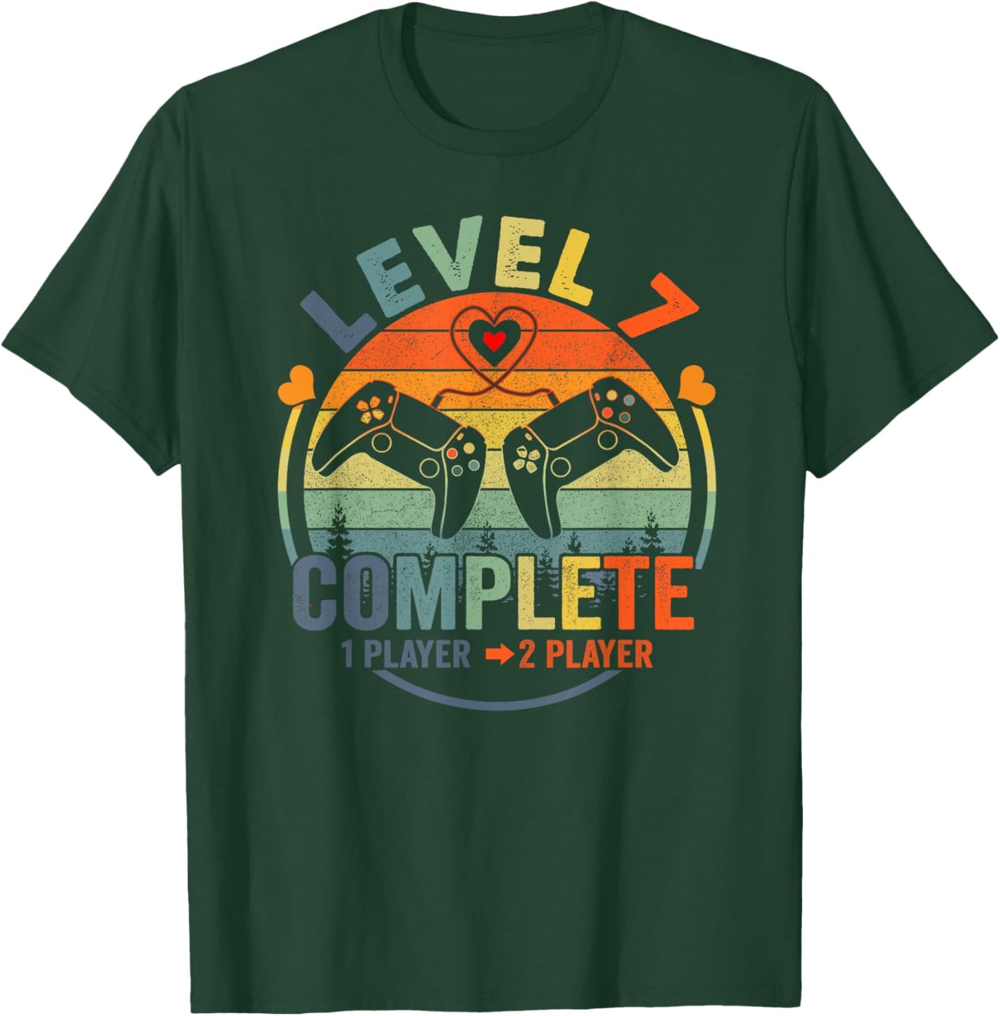 Gamer 7th Wedding Anniversary Level 7 Complete Anniversary T-Shirt - T-Shirt | Forest