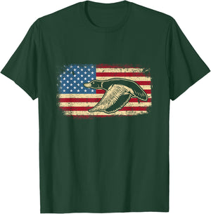 USA Flag Patriotic American Waterfowl Duck Hunting Men T-Shirt - T-Shirt | Forest