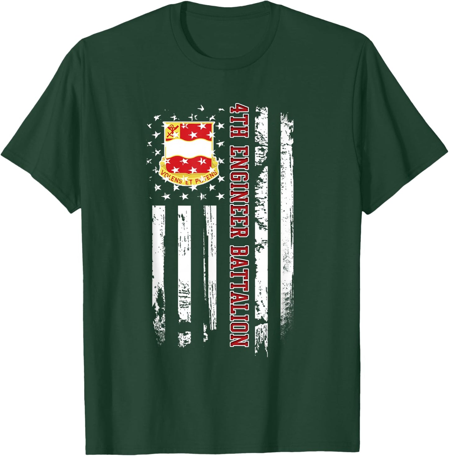 4th Engineer Battalion Veteran USA Flag Veterans Day Xmas Men T-Shirt - T-Shirt | Forest