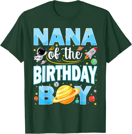 Nana of The Birthday Boy Astronaut Family Space Planets T-Shirt - T-Shirt | Forest