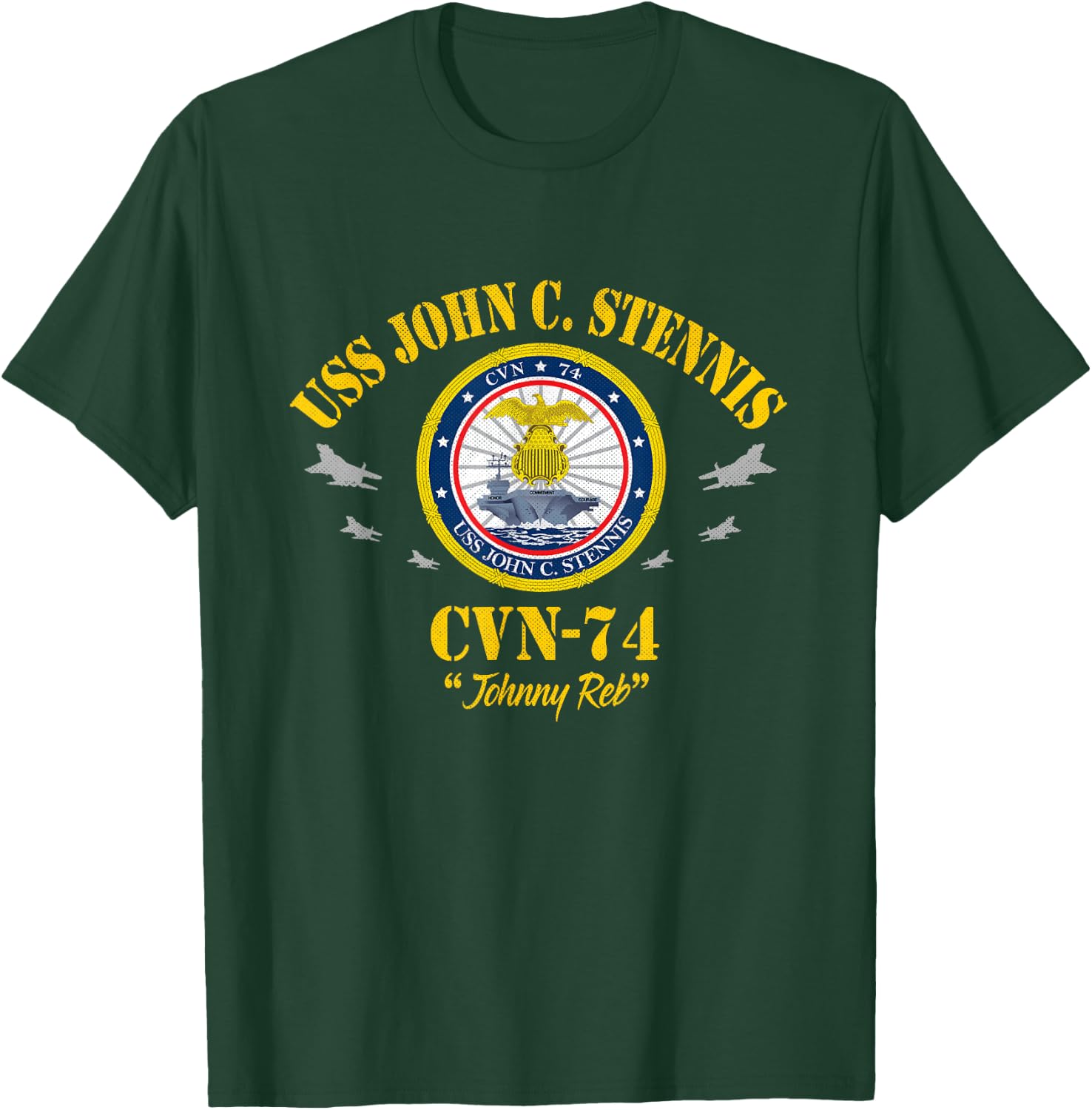 USS John C. Stennis CVN-74 Aircraft Carrier Veteran Flag T-Shirt - T-Shirt | Forest