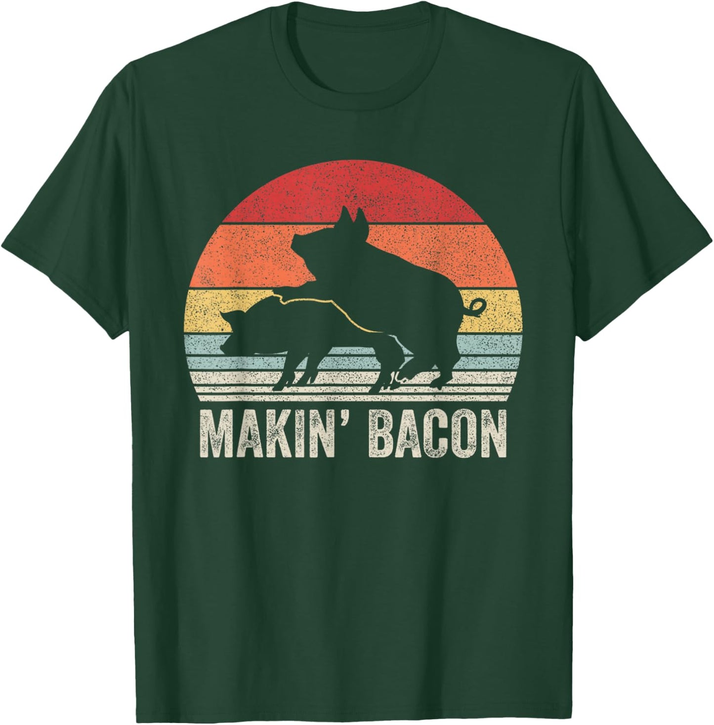 Vintage Retro Makin' Bacon Pork Bacon T-Shirt - T-Shirt | Forest