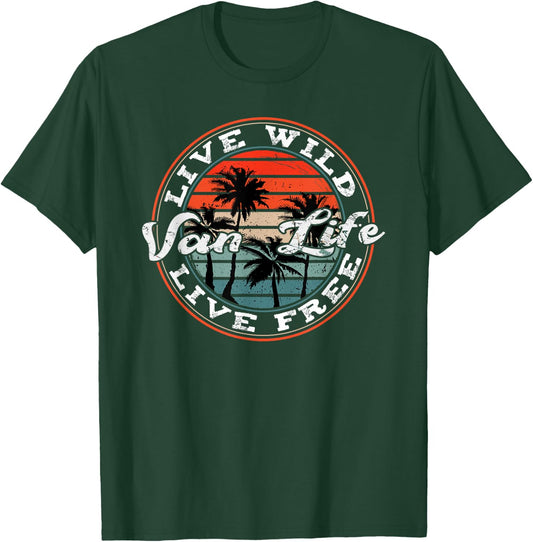 Retro Vintage Van Life Dwellers Vanlife Nomads T-Shirt - T-Shirt | Forest