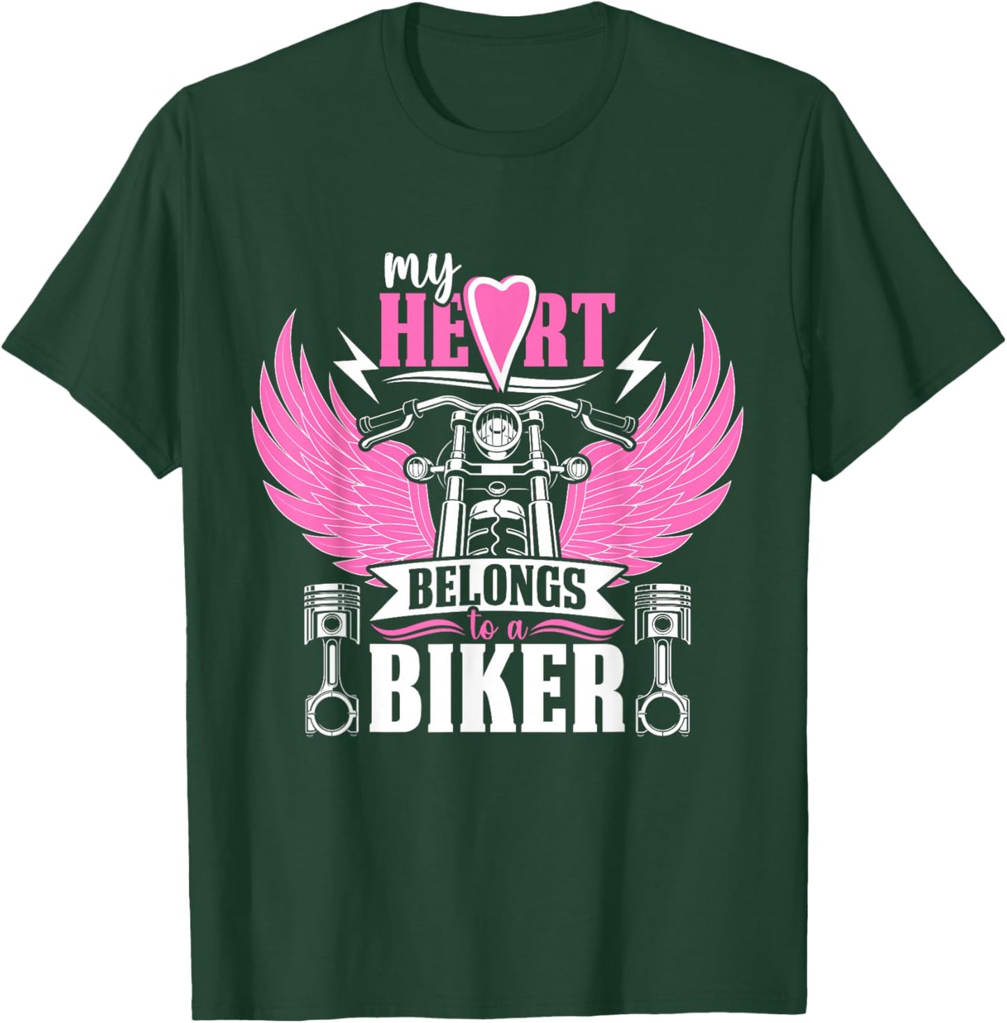 Motorcycle My Heart Belongs to A Biker Girlfriend Wife T-Shirt - T-Shirt | Forest