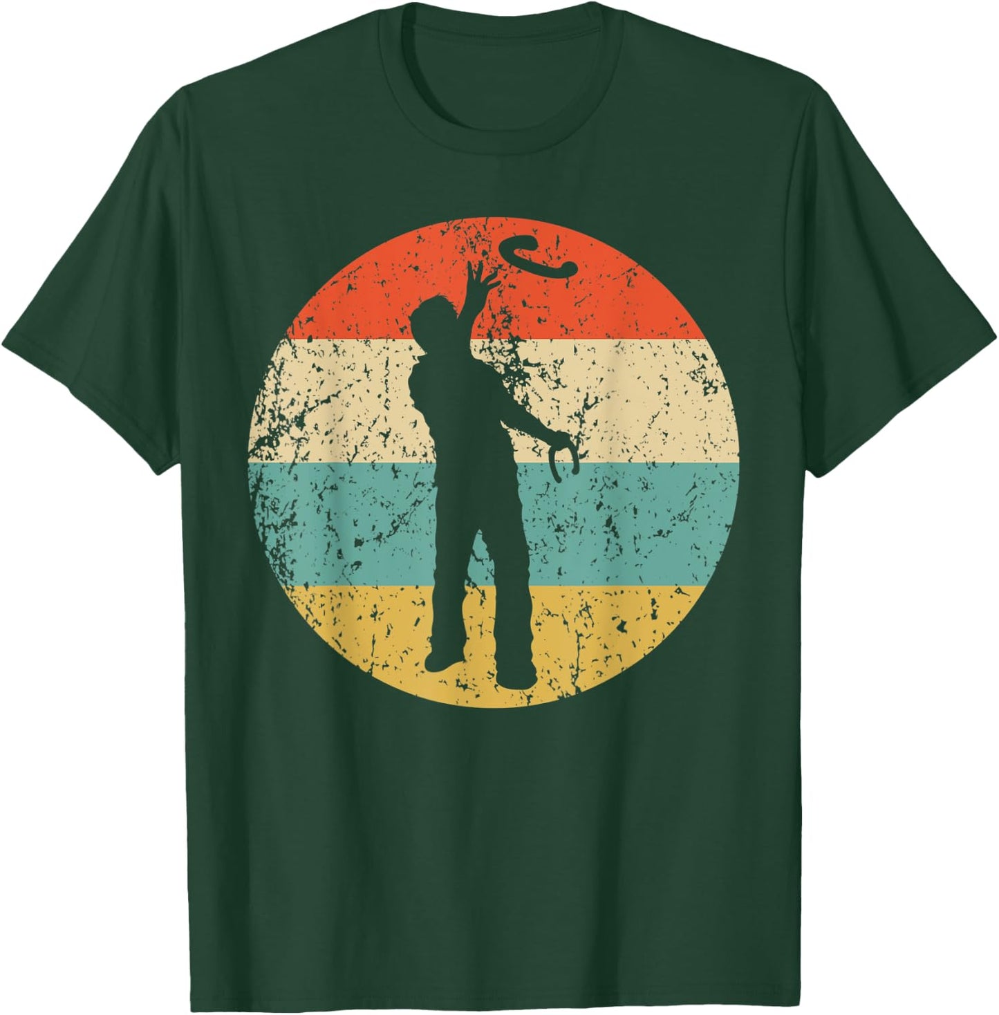 Man Playing Horseshoes Silhouette Retro Horseshoes Toss T-Shirt - T-Shirt | Forest