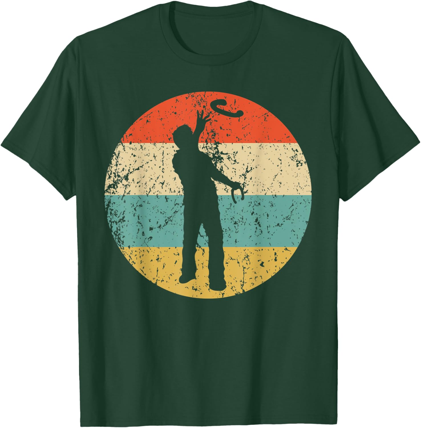 Man Playing Horseshoes Silhouette Retro Horseshoes Toss T-Shirt - T-Shirt | Forest