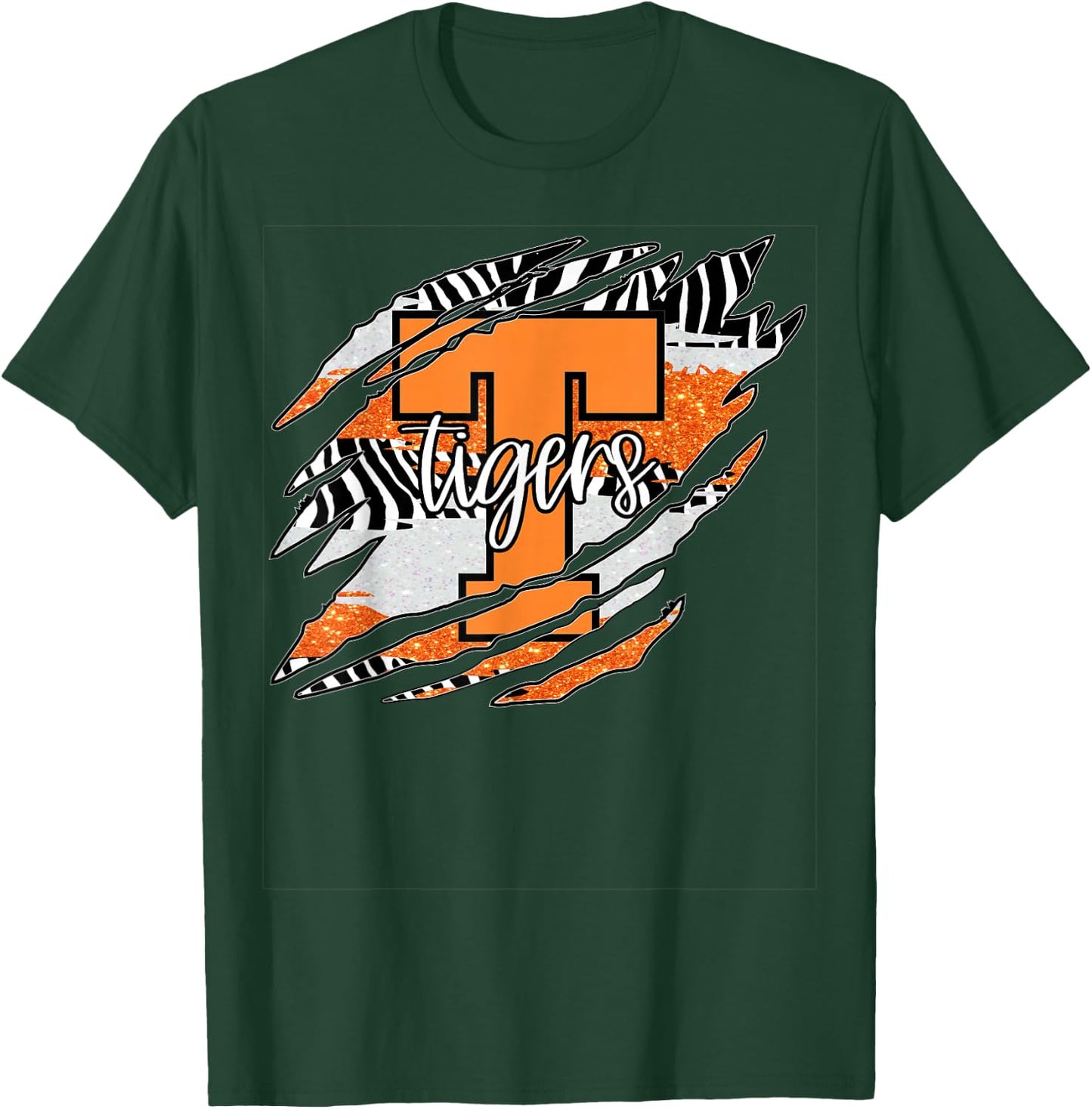 Tigers Claw Mark School Spirit T-Shirt - T-Shirt | Forest