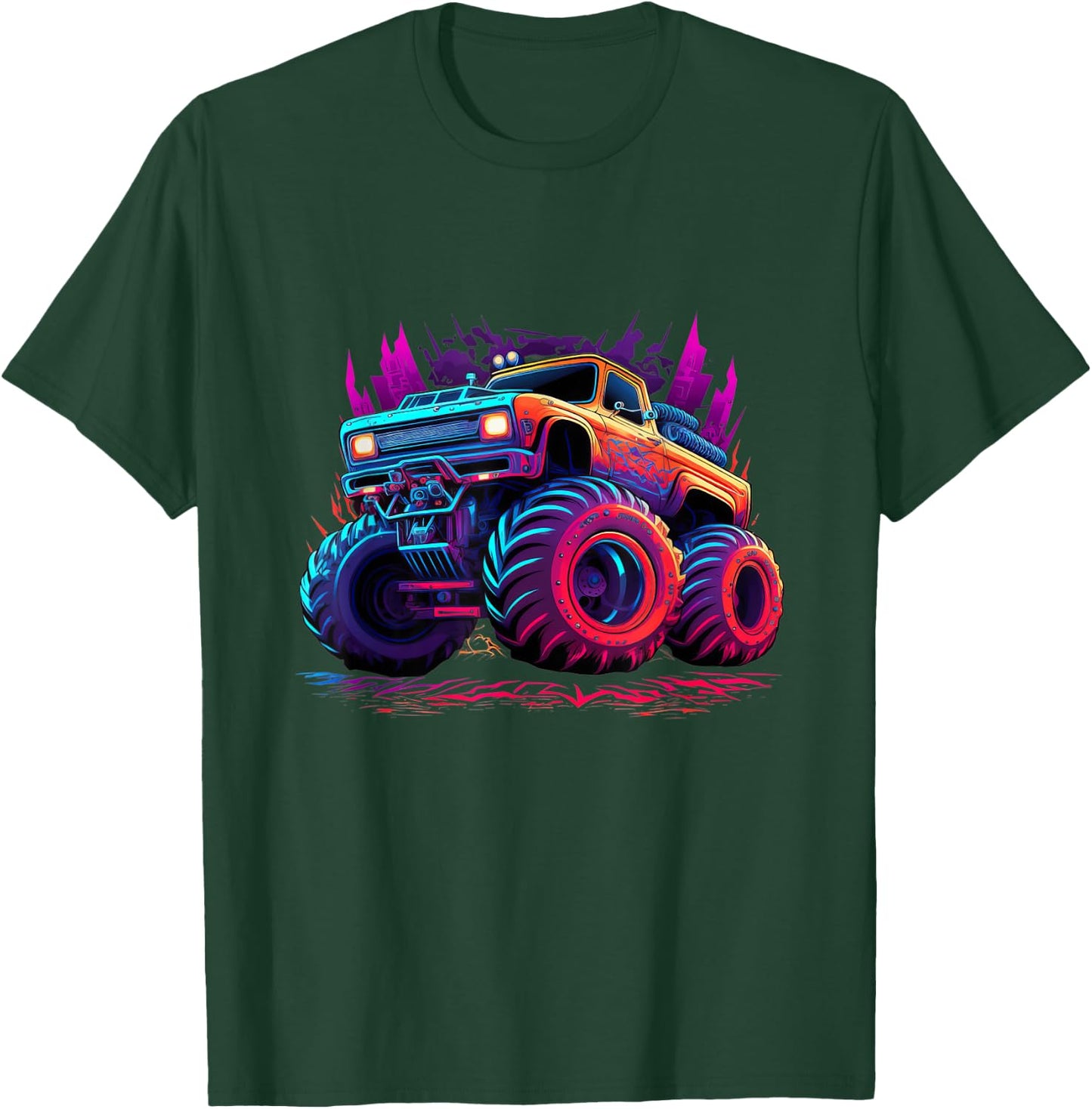 Monster Truck Retro Colorful Graffiti Toddlers Youth Kids T-Shirt - T-Shirt | Forest