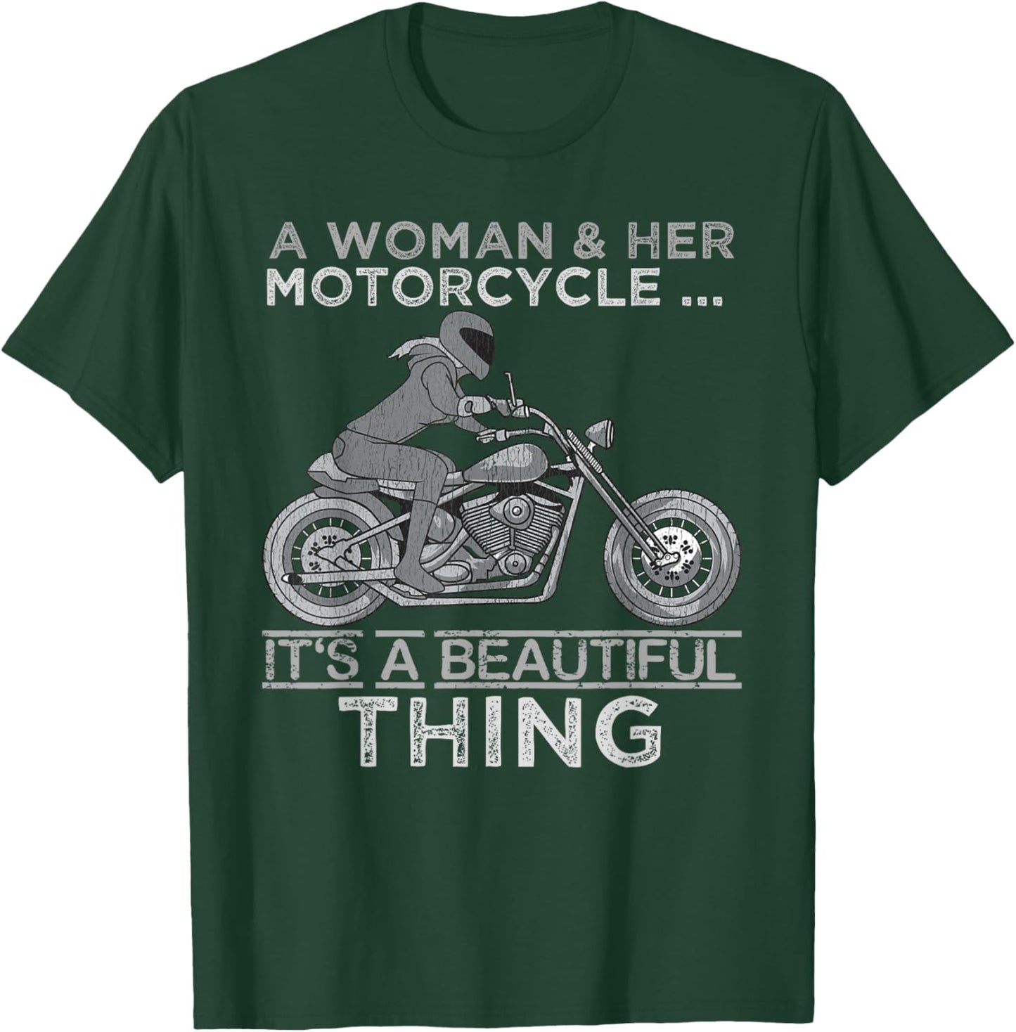 Motorcycle Women Female Motorcycle Gear Sexy Biker T-Shirt - T-Shirt | Forest