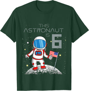 6th Birthday Astronaut Shirt Boys Gift 6 Year Old Space Geek T-Shirt - T-Shirt | Forest