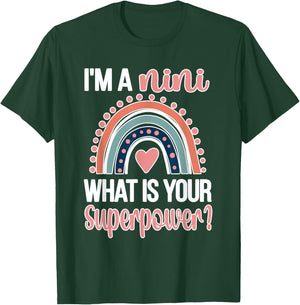 Nini Grandma Rainbow Nini Grandmother Superpower T-Shirt - T-Shirt | Forest