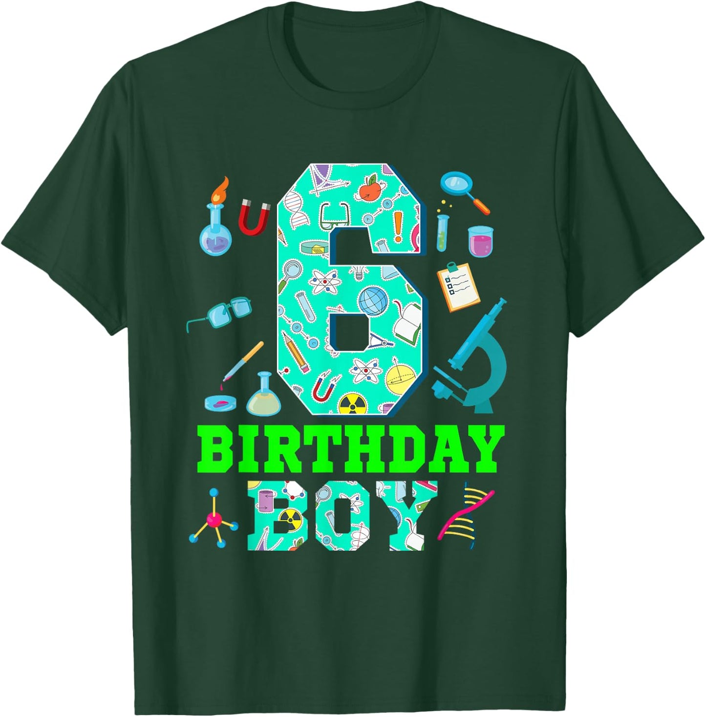 Science 6th Birthday 6 Year Old Boy Future Scientist T-Shirt - T-Shirt | Forest