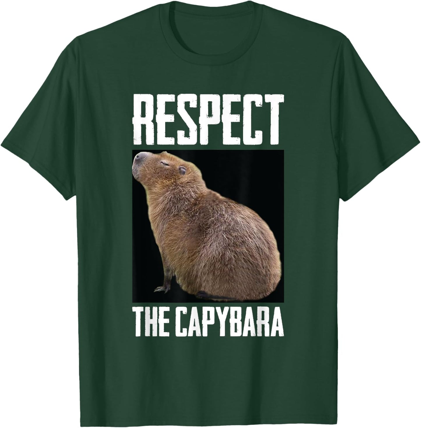 Respect The Capybara Funny Rodent Capibara Photo T-Shirt - T-Shirt | Forest
