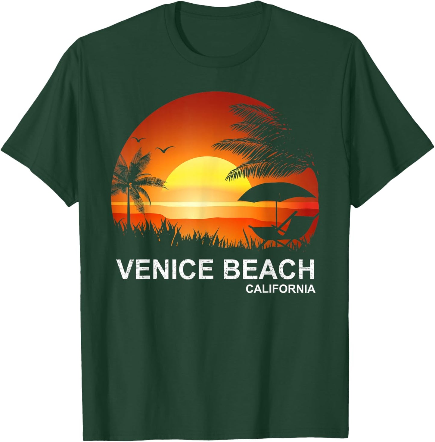 Venice Beach Summer Shirt Vintage Palm Tree California Beach T-Shirt - T-Shirt | Forest