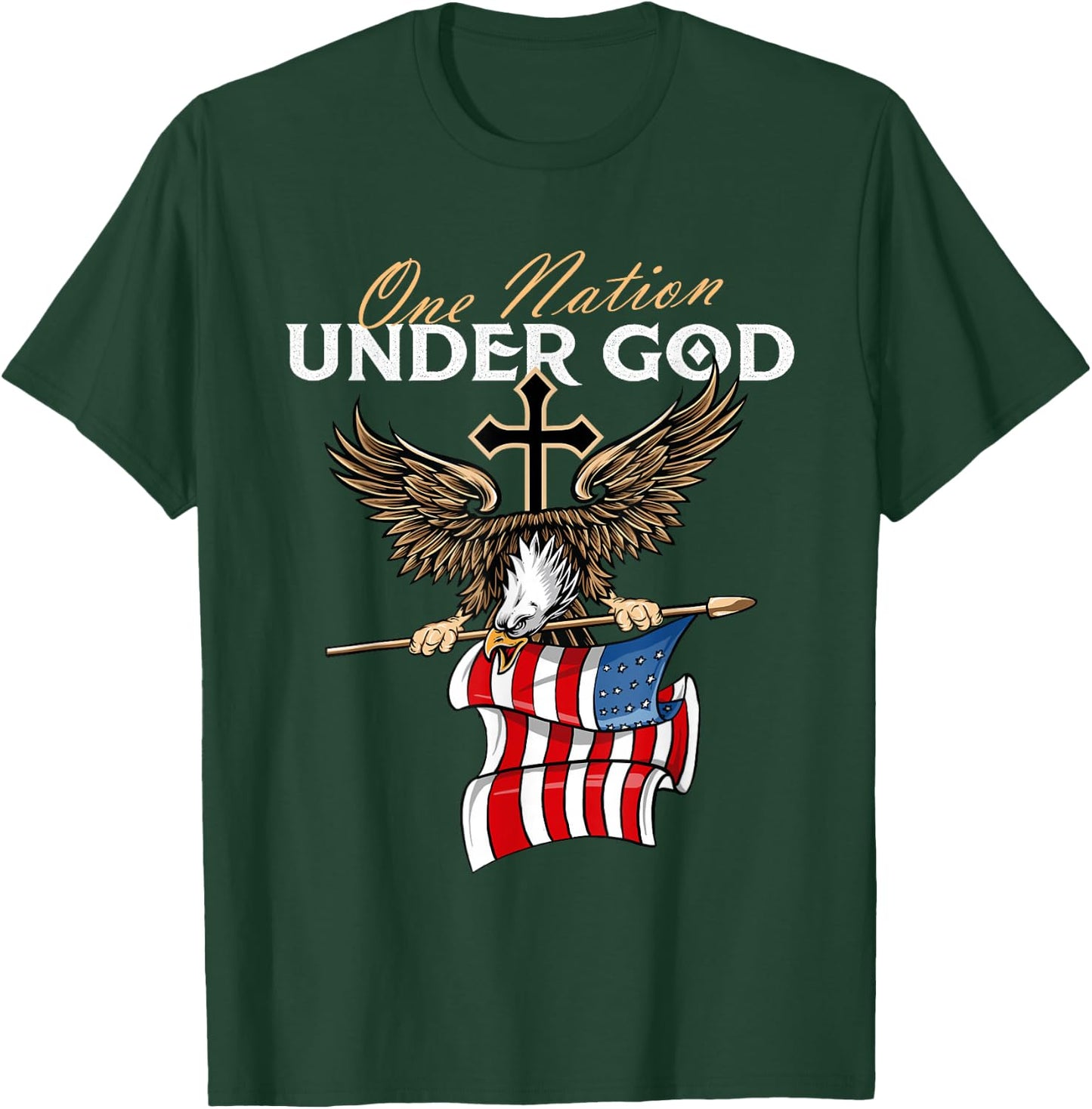 Patriotic Bald Eagle - USA American Flag 4th of July Fourth T-Shirt - T-Shirt | Forest