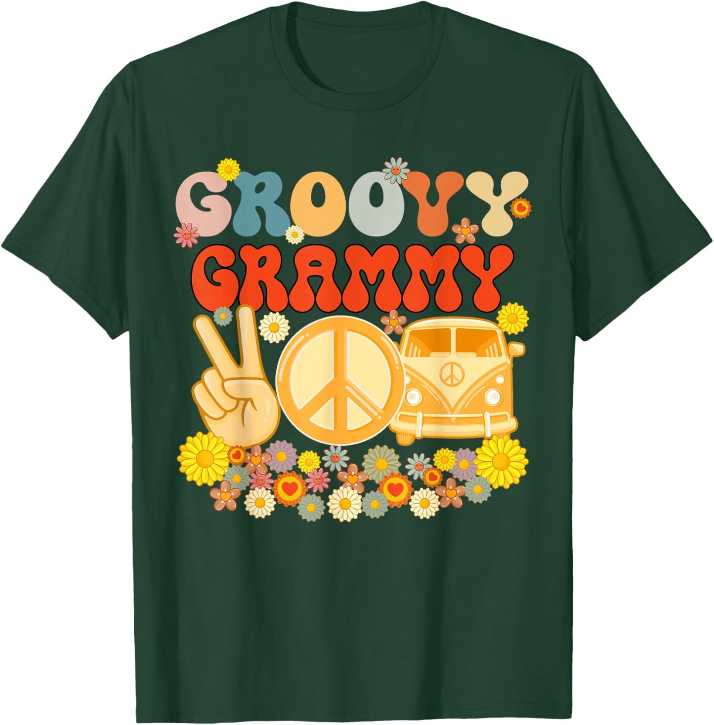 Groovy Grammy Retro Matching Family Baby Shower Mother's Day T-Shirt - T-Shirt | Forest