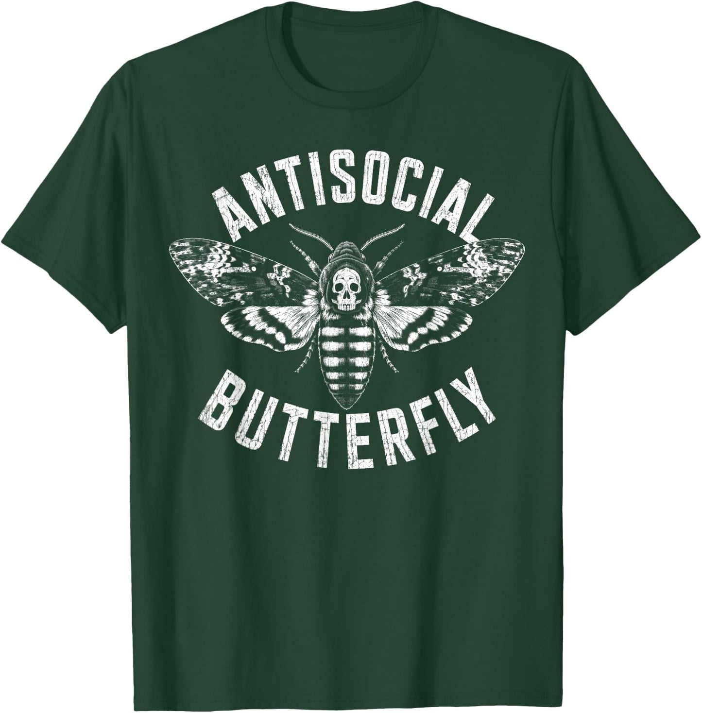 Antisocial Butterfly Death Moth Skull Goth Humor T-Shirt - T-Shirt | Forest