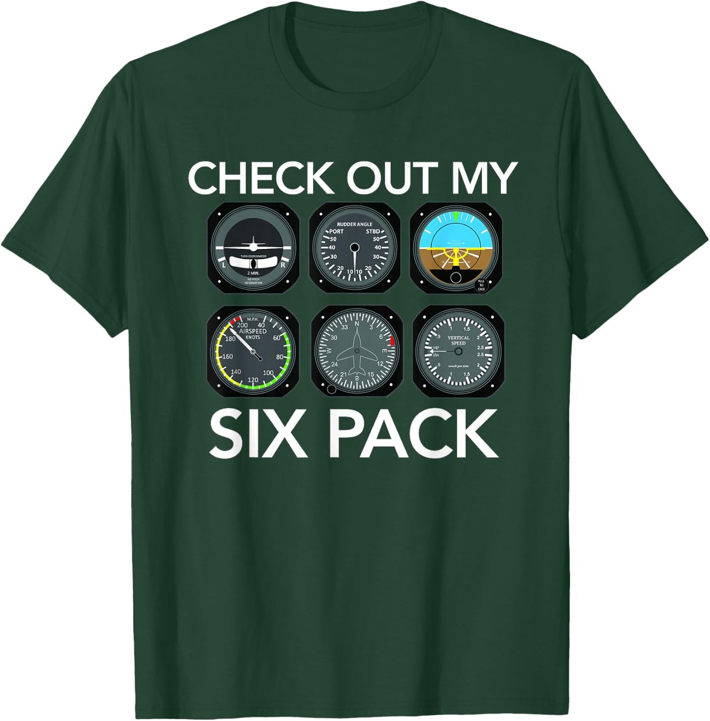 Check Out My Six Pack Funny Aviation Pilot Flying Xmas Gift T-Shirt - T-Shirt | Forest