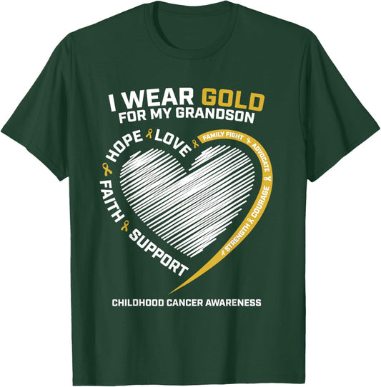 Women I Wear Gold For My Grandson Childhood Cancer Awareness T-Shirt - T-Shirt | Forest