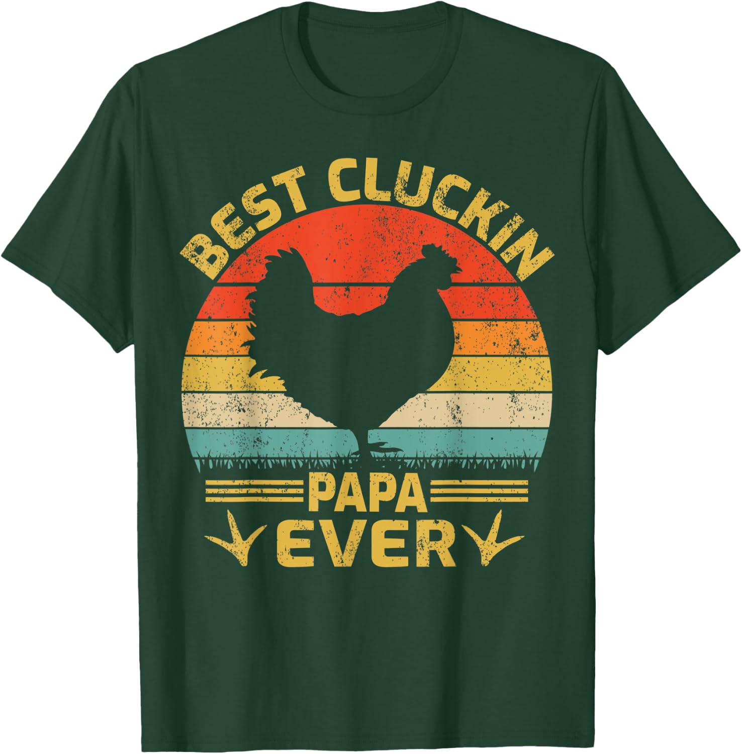 Best Cluckin Papa Ever Vintage Chicken Papa Father's Day T-Shirt - T-Shirt | Forest