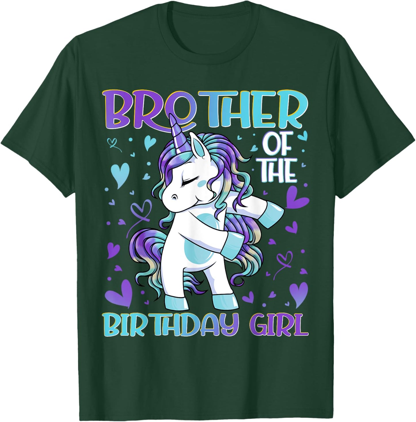 Brother of the Birthday Girl Flossing Unicorn Brother Gifts T-Shirt - T-Shirt | Forest