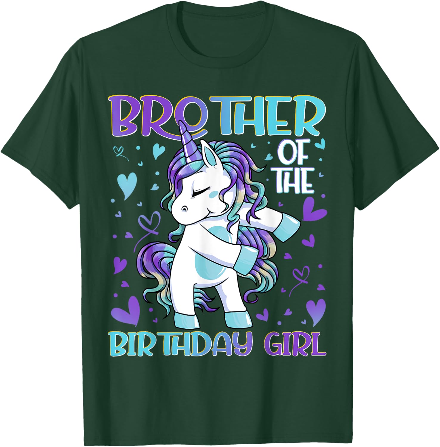 Brother of the Birthday Girl Flossing Unicorn Brother Gifts T-Shirt - T-Shirt | Forest