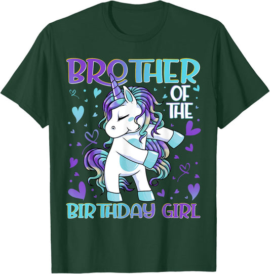 Brother of the Birthday Girl Flossing Unicorn Brother Gifts T-Shirt - T-Shirt | Forest