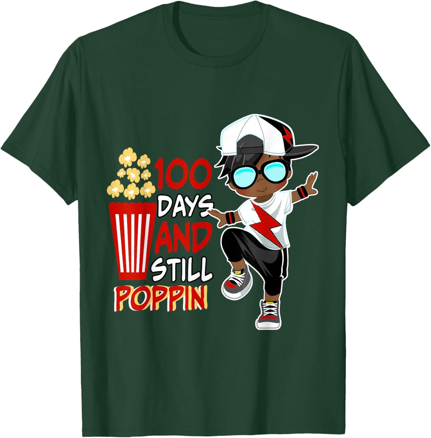 100 Days of School and Still Poppin African American Boy T-Shirt - T-Shirt | Forest