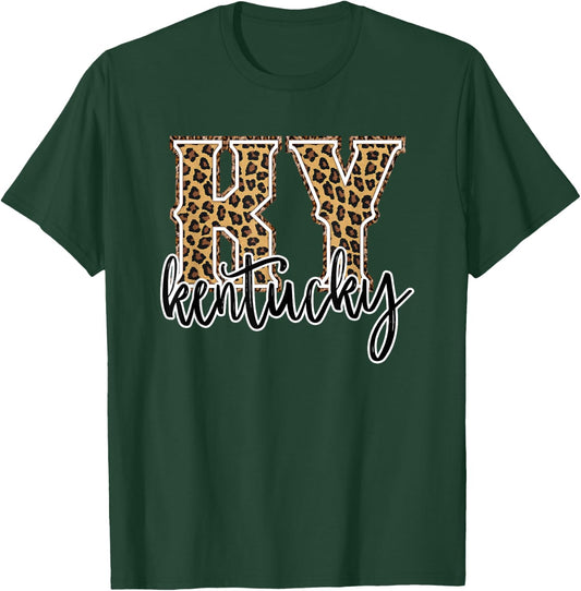 Kentucky State Women's Leopard The Bluegrass State Proud T-Shirt - T-Shirt | Forest