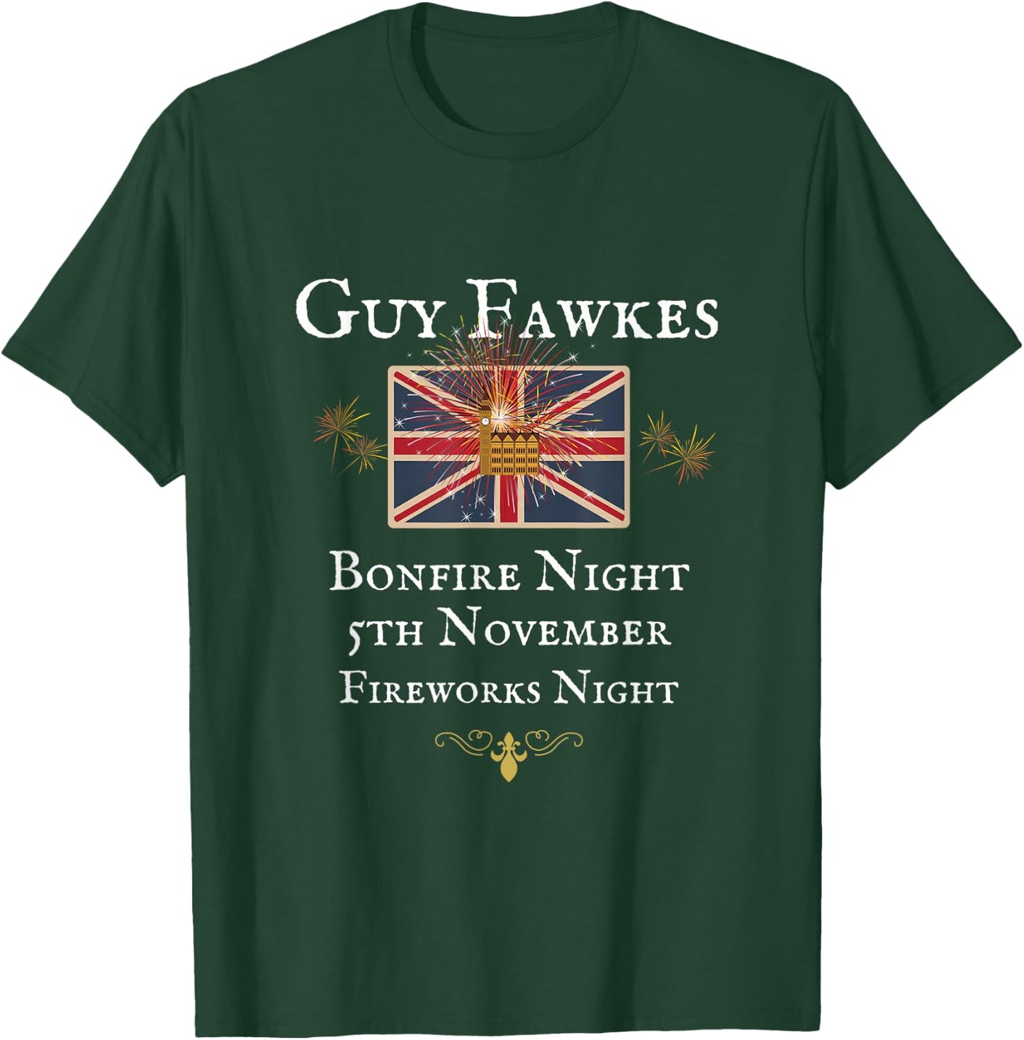 Guy Fawkes British Union Jack Flag, Fireworks United Kingdom T-Shirt - T-Shirt | Forest