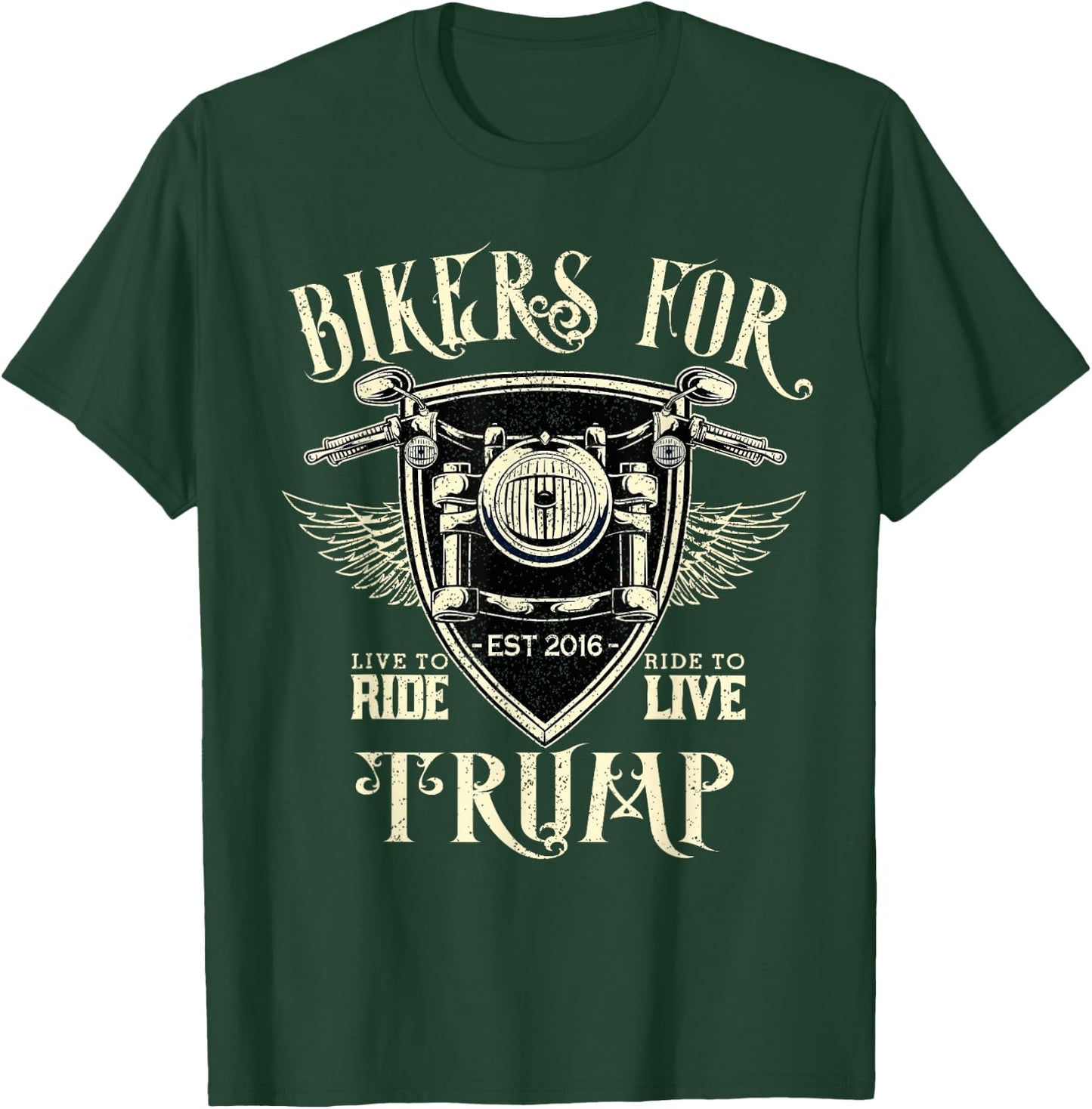 Bikers For Trump Funny Donald President 2024 Motorcycle Gift T-Shirt - T-Shirt | Forest