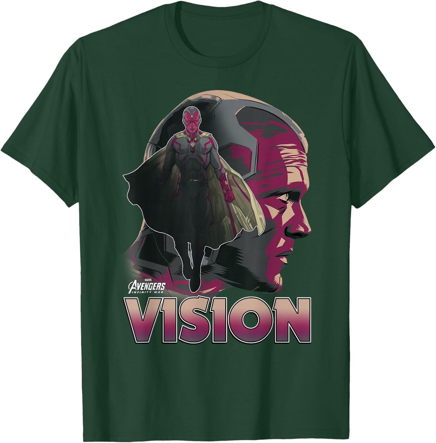 Marvel Infinity War Vision Big Head Profile Graphic T-Shirt - T-Shirt | Forest