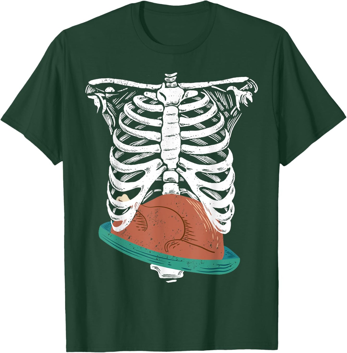 Thanksgiving turkey in ribcage skeleton Xray T-Shirt - T-Shirt | Forest