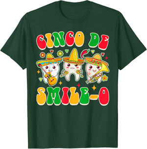 Cinco De Mayo Dental Hygienist Dentist Cinco De Smile-o T-Shirt - T-Shirt | Forest